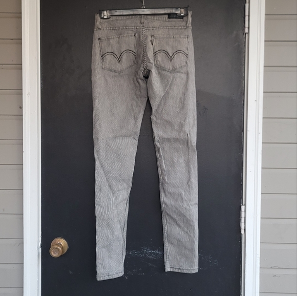 Levis 524 Engineer Railroad Black Striped Skinny Jeans 3 - Picture 3 of 8